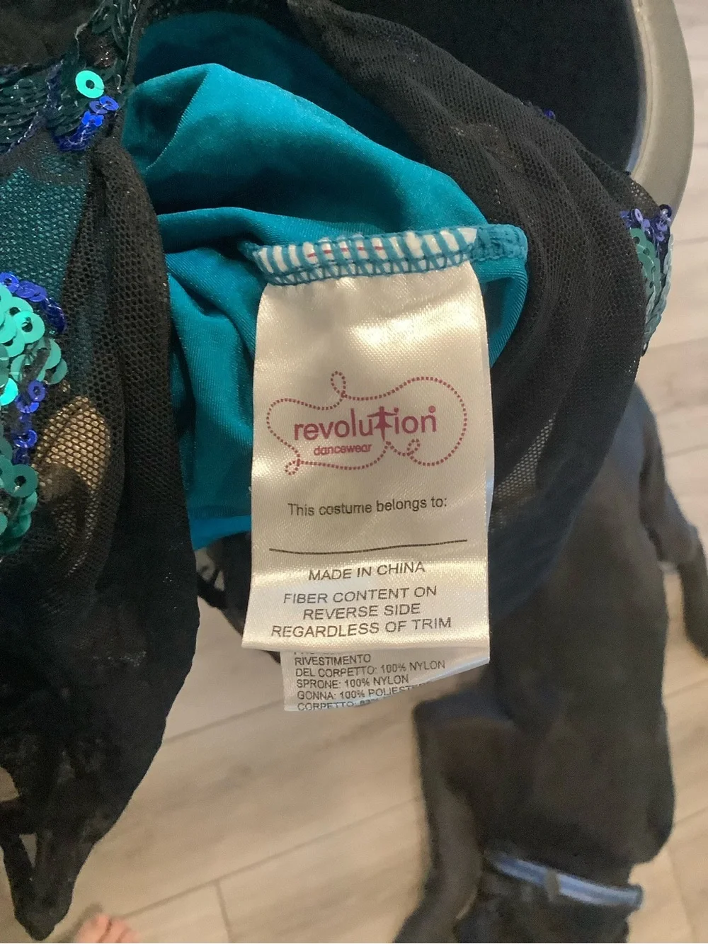 Revolution Teal and Black Sequin Dance Costume Dress